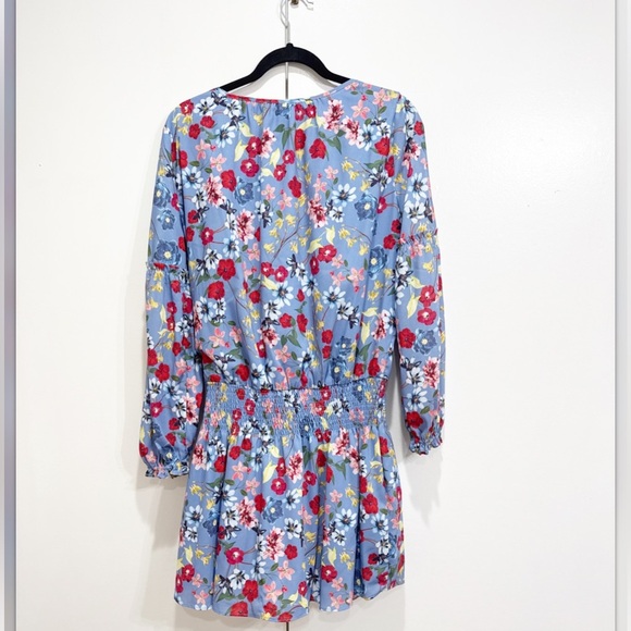 Parker Floral Smocked Long Sleeve Mini Dress  Size Medium - Picture 5 of 5